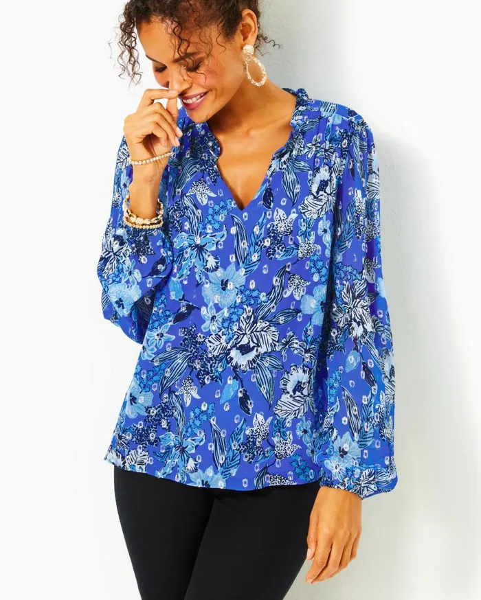 Women Lilly Pulitzer Tops Giana Long Sleeve Top Alba Blue Cruisin Together Women Lilly Pulitzer Tops Giana Long Sleeve Top Alba Blue Cruisin Together