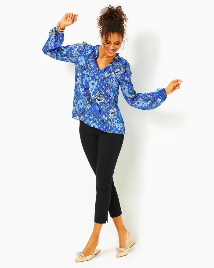 Women Lilly Pulitzer Tops Giana Long Sleeve Top Alba Blue Cruisin Together Women Lilly Pulitzer Tops Giana Long Sleeve Top Alba Blue Cruisin Together