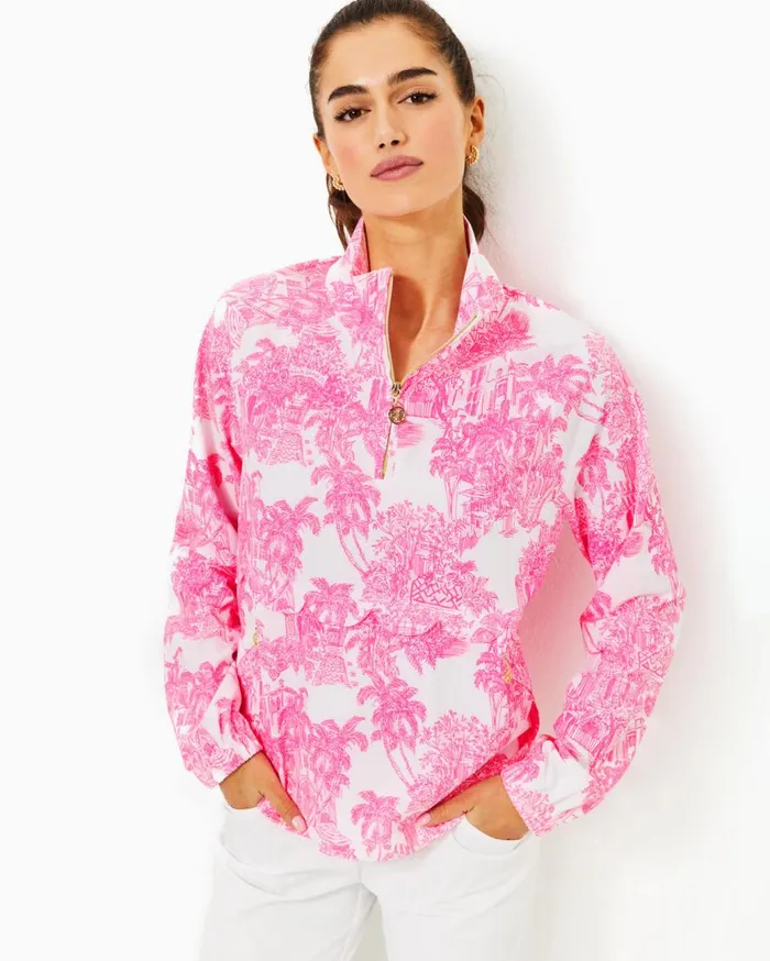 Women Lilly Pulitzer Tops UPF 50 Luxletic Tulia Performance Jacket Resort White Pb Anniversary Toile Women Lilly Pulitzer Tops UPF 50 Luxletic Tulia Performance Jacket Resort White Pb Anniversary Toile
