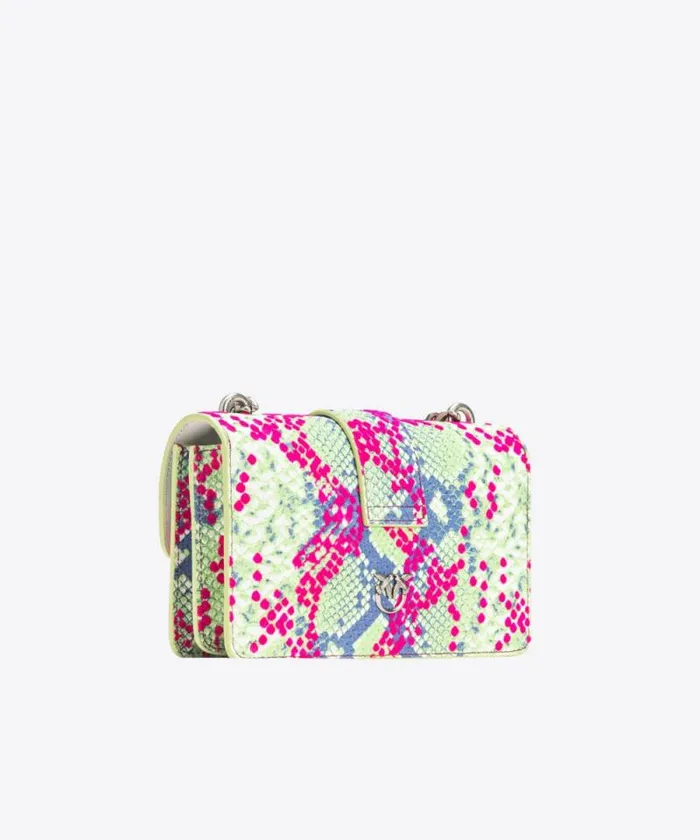 Women Limited Edition Pinko PINKO Galleria Mini Love Bag One In Pythonprint Leather With Flock Detail Fuchsiagreenblueold Silver Women Limited Edition Pinko PINKO Galleria Mini Love Bag One In Pythonprint Leather With Flock Detail Fuchsiagreenblueold Silver