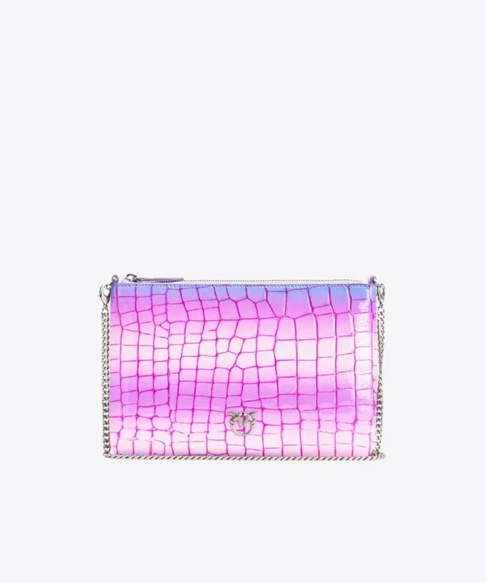 Women Limited Edition Pinko PINKO Galleria Shiny Fadeeffect Crocprint Classic Flat Love Bag Pinkpurpleold Silver Women Limited Edition Pinko PINKO Galleria Shiny Fadeeffect Crocprint Classic Flat Love Bag Pinkpurpleold Silver