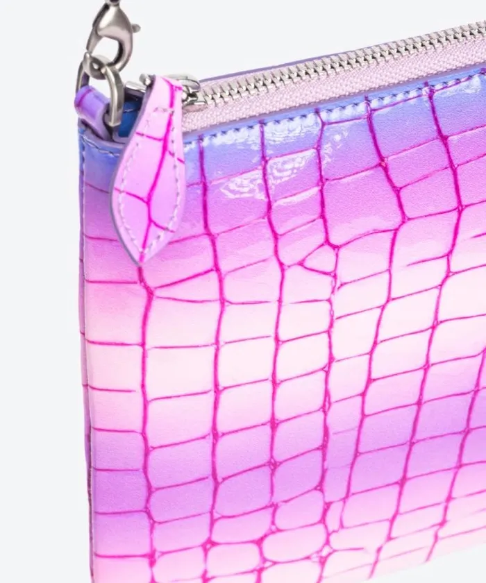 Women Limited Edition Pinko PINKO Galleria Shiny Fadeeffect Crocprint Classic Flat Love Bag Pinkpurpleold Silver Women Limited Edition Pinko PINKO Galleria Shiny Fadeeffect Crocprint Classic Flat Love Bag Pinkpurpleold Silver