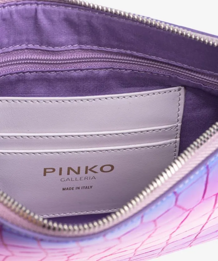 Women Limited Edition Pinko PINKO Galleria Shiny Fadeeffect Crocprint Classic Flat Love Bag Pinkpurpleold Silver Women Limited Edition Pinko PINKO Galleria Shiny Fadeeffect Crocprint Classic Flat Love Bag Pinkpurpleold Silver