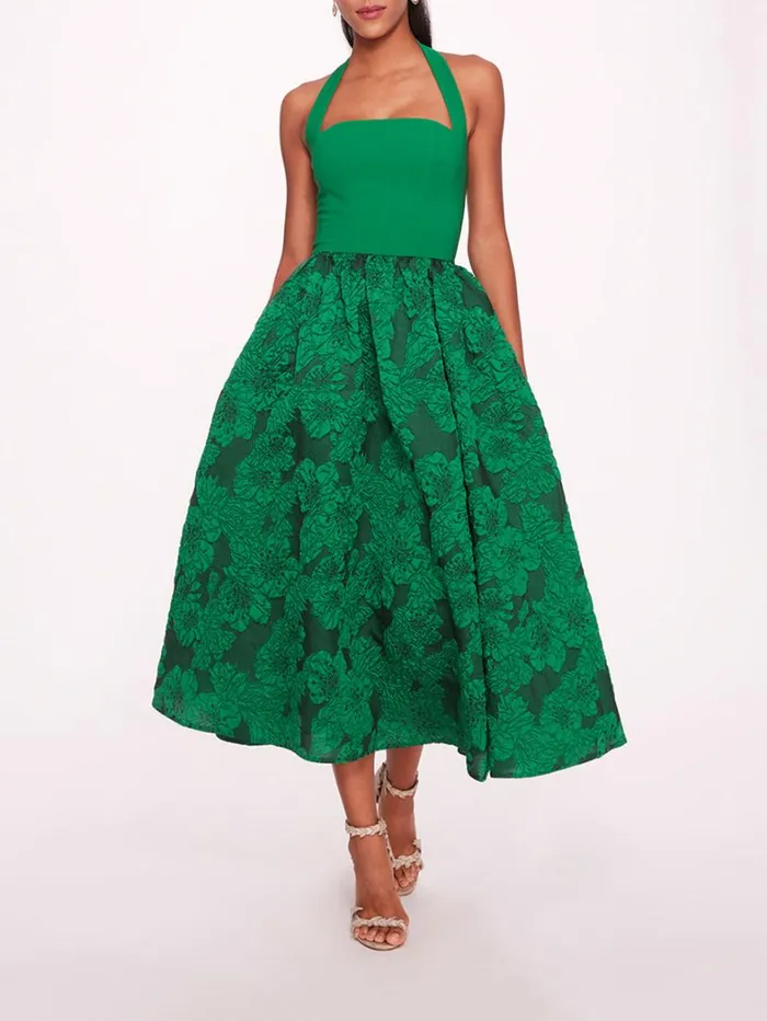 Women Marchesa Dresses Calathea Halter Dress Emerald