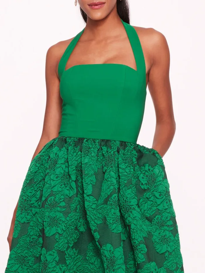 Women Marchesa Dresses Calathea Halter Dress Emerald Women Marchesa Dresses Calathea Halter Dress Emerald