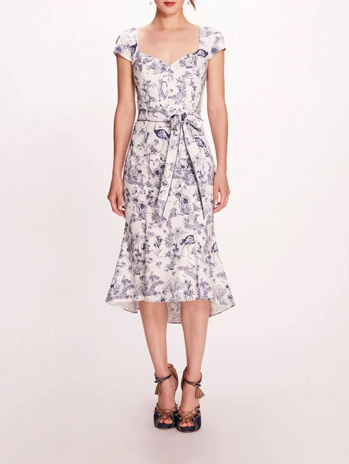 Women Marchesa Dresses Daylily Dress Ivory Navy