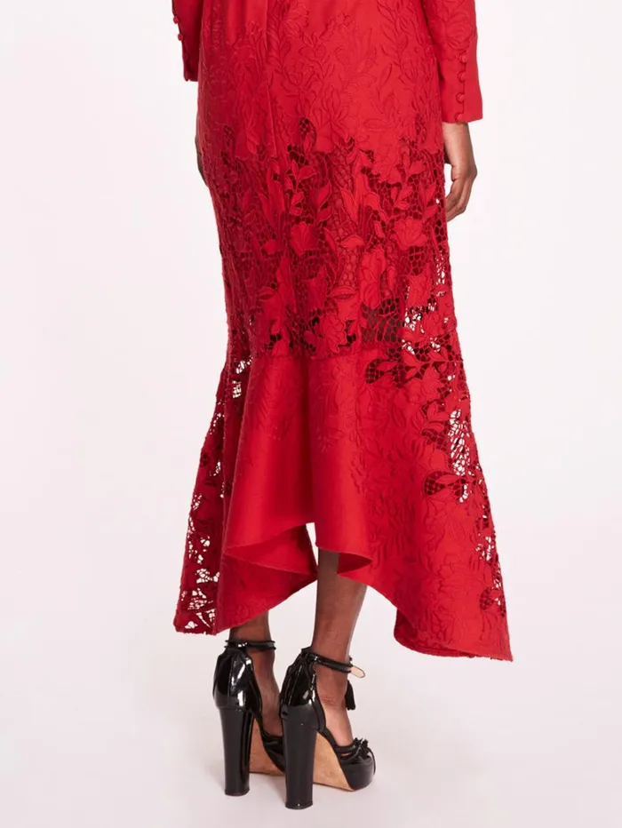 Women Marchesa Dresses Linen Lace Maxi Dress Red Women Marchesa Dresses Linen Lace Maxi Dress Red