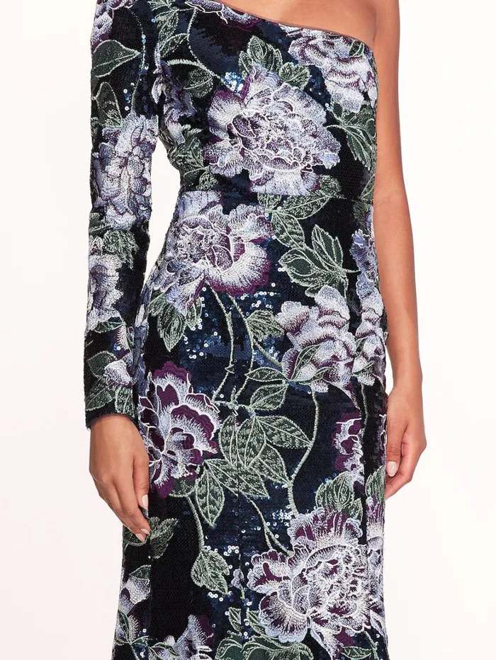Women Marchesa Dresses One Shoulder Sequin Gown Navy Women Marchesa Dresses One Shoulder Sequin Gown Navy