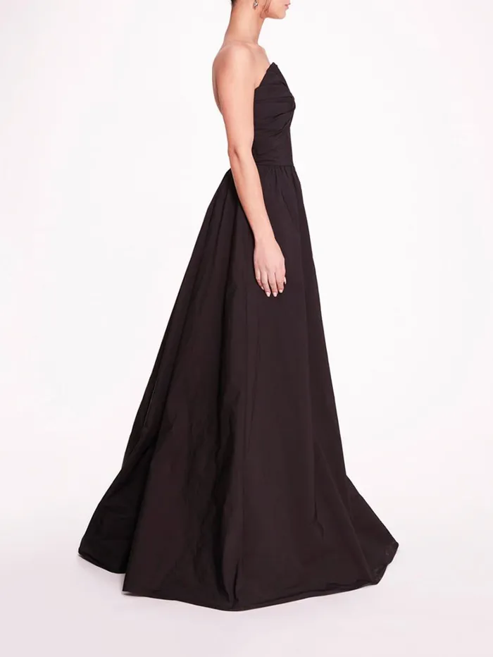 Women Marchesa Dresses Pleated Taffeta Gown Black Women Marchesa Dresses Pleated Taffeta Gown Black