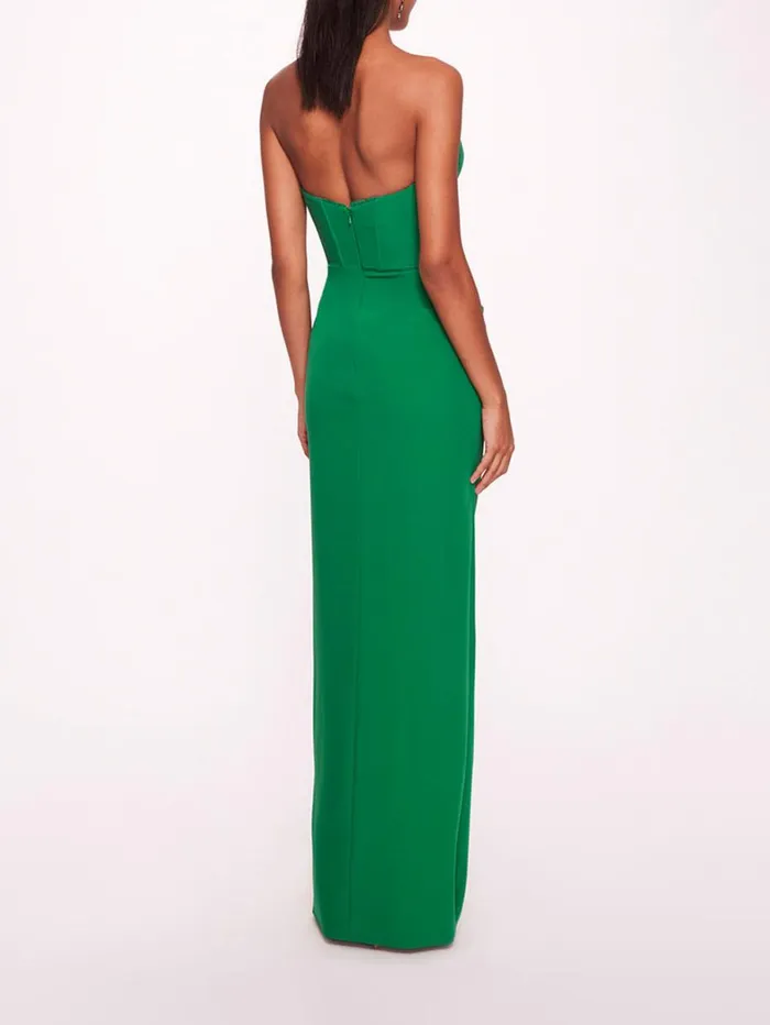 Women Marchesa Dresses Twist Crepe Column Gown Emerald Women Marchesa Dresses Twist Crepe Column Gown Emerald