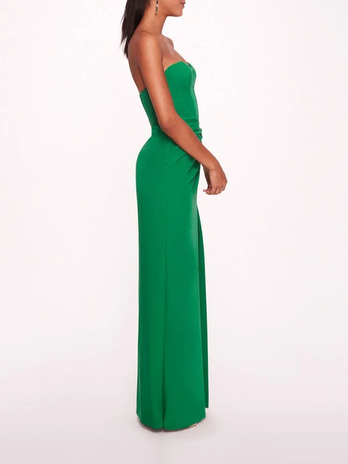 Women Marchesa Dresses Twist Crepe Column Gown Emerald Women Marchesa Dresses Twist Crepe Column Gown Emerald