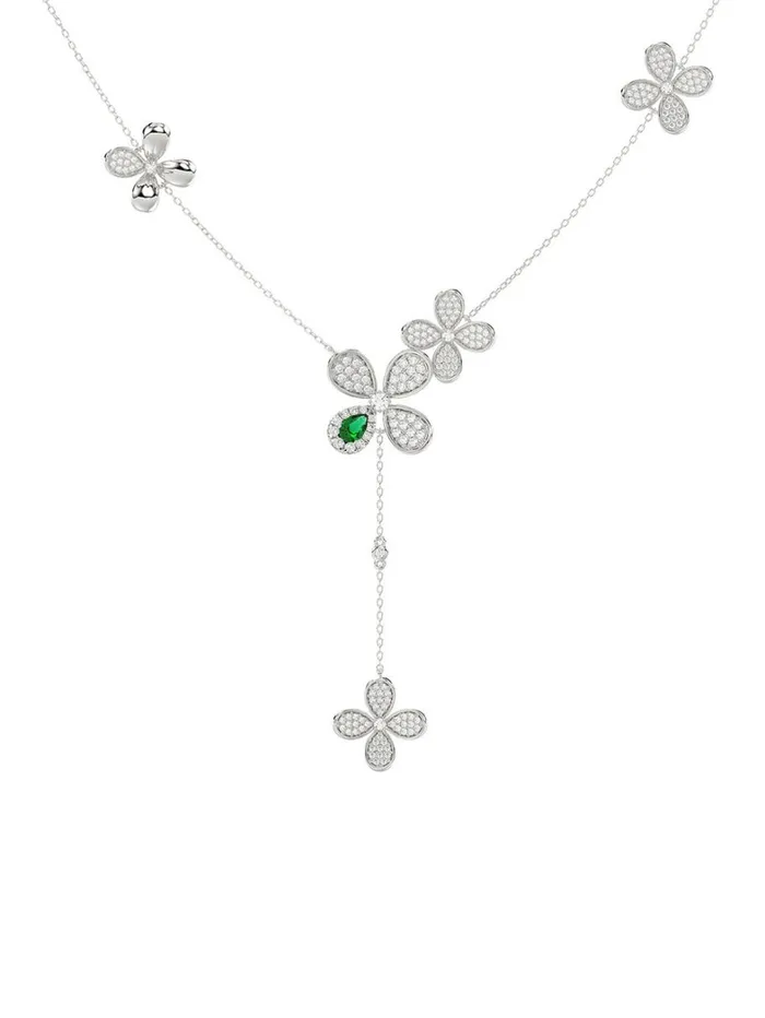 Women Marchesa Jewelry Floral White Gold Y Necklace White Gold Women Marchesa Jewelry Floral White Gold Y Necklace White Gold