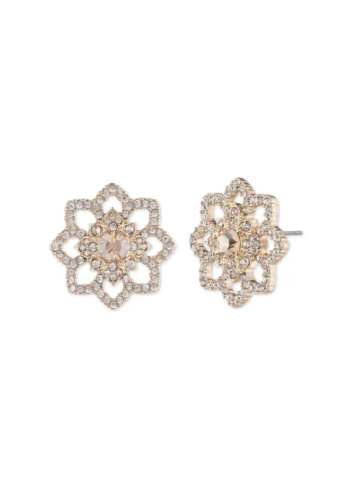 Women Marchesa Jewelry Gold Lace Floral Button Gold