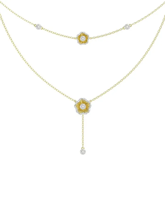 Women Marchesa Jewelry Halo Flower Yellow Gold Necklace Yellow Gold Women Marchesa Jewelry Halo Flower Yellow Gold Necklace Yellow Gold