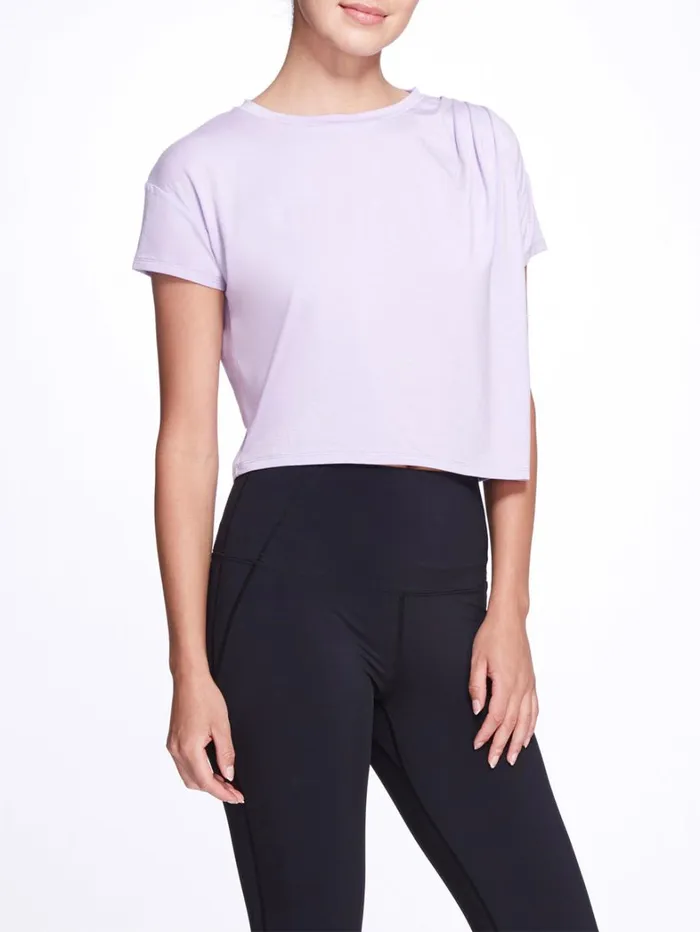 Women Marchesa Marchesa Active Lavender Relaxed Crop Top With Short Sleeves Lavender