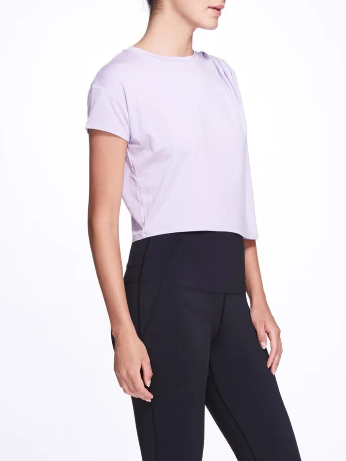 Women Marchesa Marchesa Active Lavender Relaxed Crop Top With Short Sleeves Lavender Women Marchesa Marchesa Active Lavender Relaxed Crop Top With Short Sleeves Lavender