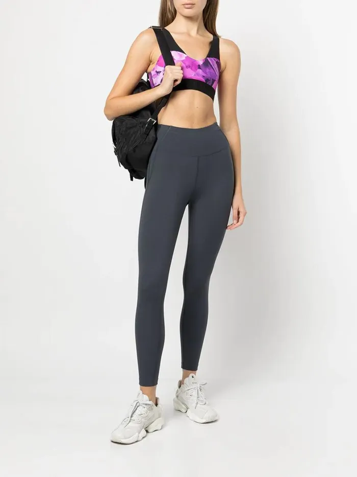 Women Marchesa Tops Pink Floral Print Sports Bra With Mesh Raspberry Multi Women Marchesa Tops Pink Floral Print Sports Bra With Mesh Raspberry Multi