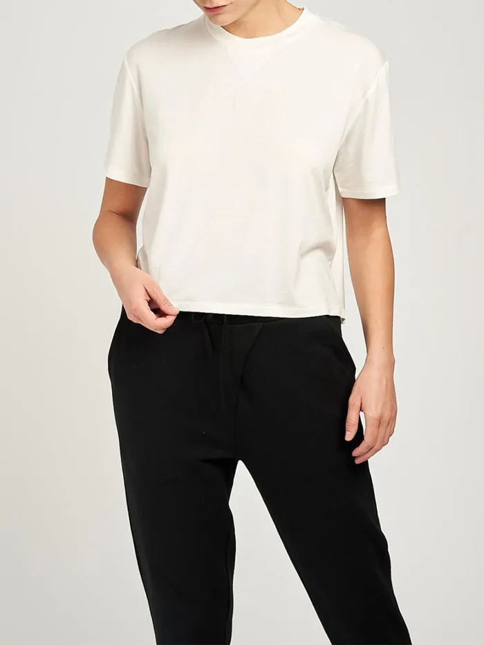 Women Marchesa Tops Womens Cropped Ivory White Tee Shirt Ivory