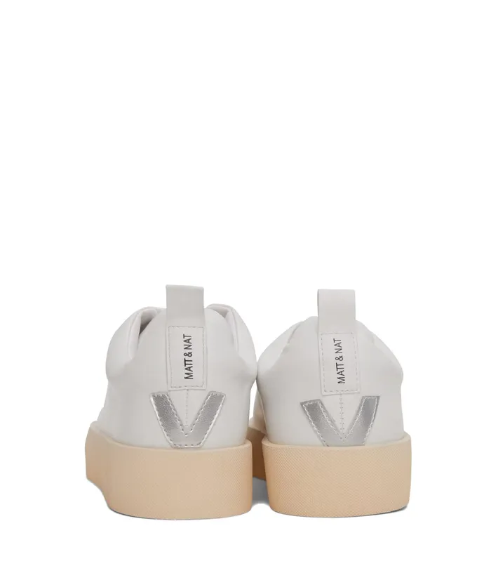 Women Marci Vegan Sneakers Whitesilver Matt and Nat Sneakers