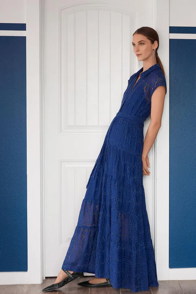 Women MARINA JOY SILK MAXI DRESS Sailor Blue Johnny Was Dresses Women MARINA JOY SILK MAXI DRESS Sailor Blue Johnny Was Dresses