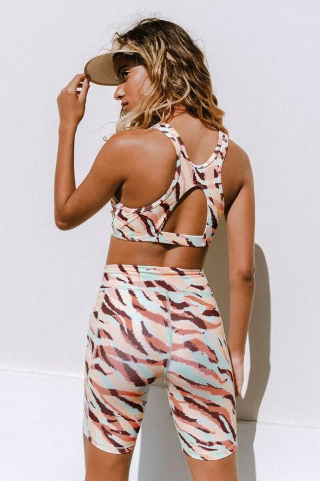 Women Matching Sets Cupshe Nissi Zebra Print Cut Out High Waisted Matching Set Multicolor