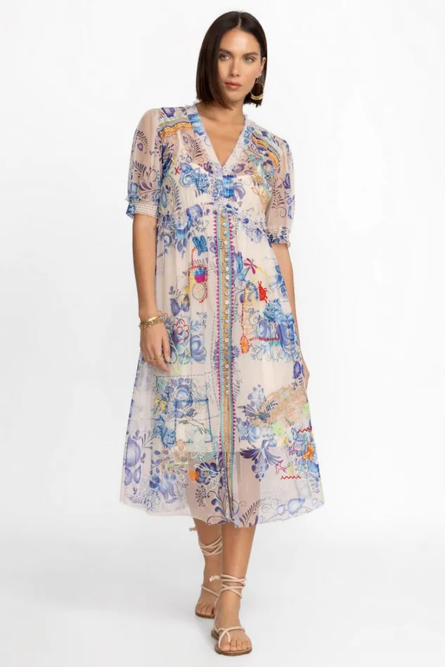 Women MAZZY RUCHED DRESS Farrowen Johnny Was Dresses