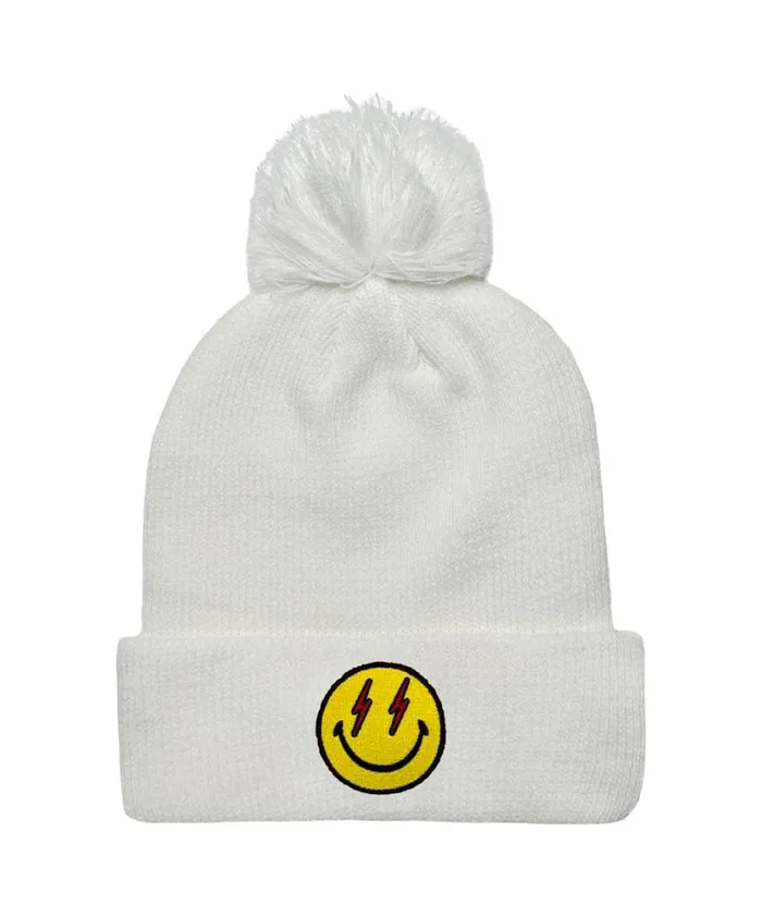 WomenMen Beanies Aviator Nation Bolt Smiley Pom Pom Rib Beanie WomenMen Beanies Aviator Nation Bolt Smiley Pom Pom Rib Beanie