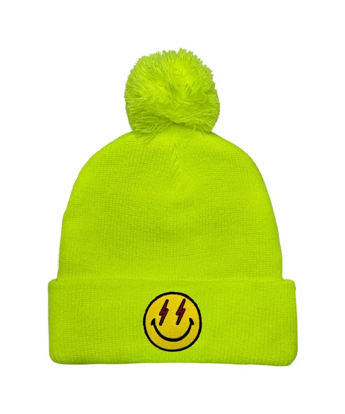 WomenMen Beanies Aviator Nation Bolt Smiley Pom Pom Rib Beanie WomenMen Beanies Aviator Nation Bolt Smiley Pom Pom Rib Beanie
