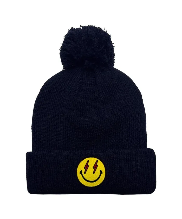 WomenMen Beanies Aviator Nation Bolt Smiley Pom Pom Rib Beanie WomenMen Beanies Aviator Nation Bolt Smiley Pom Pom Rib Beanie