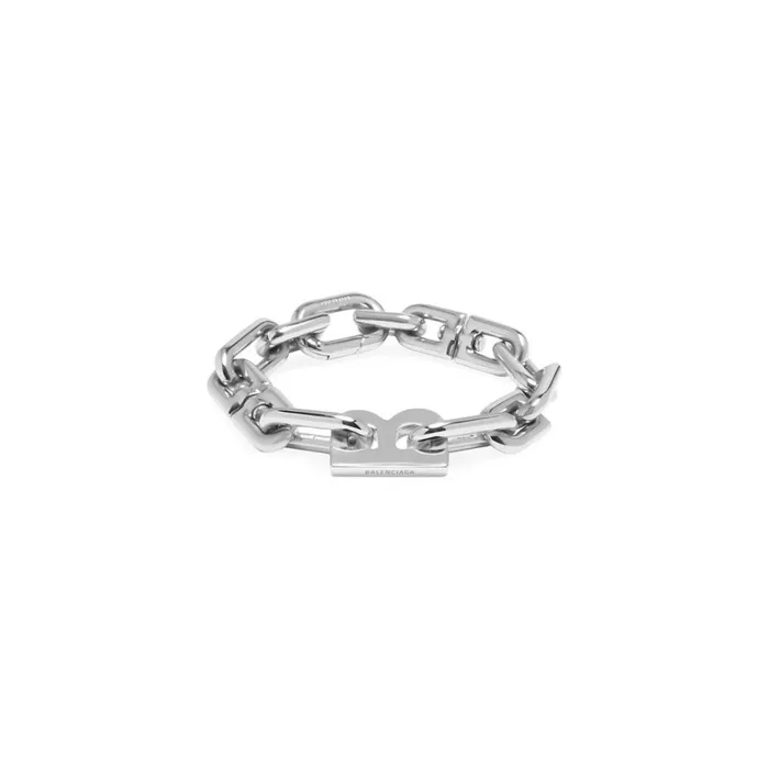 WomenMen Bracelets and Rings Balenciaga B Chain Thin Bracelet In Silver