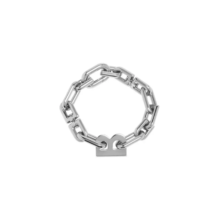WomenMen Bracelets and Rings Balenciaga B Chain Thin Bracelet In Silver