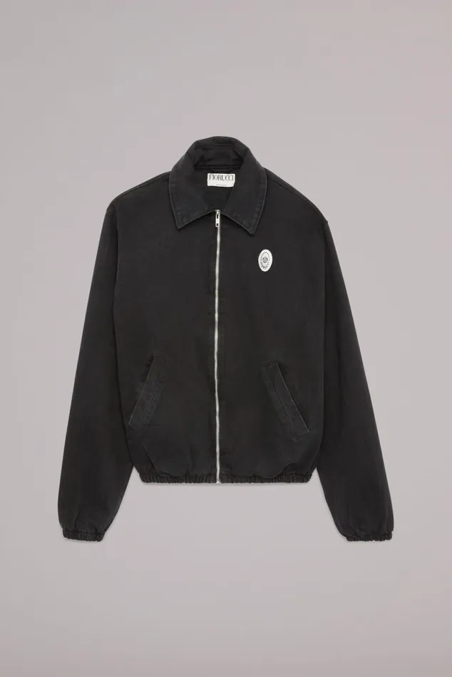 WomenMen Fiorucci Jeans and Denim Unisex Logo Patch Denim Jacket Black