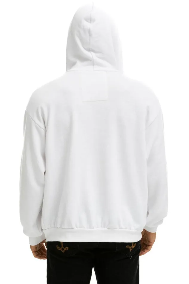 WomenMen Hoodies Aviator Nation 5 Stripe Hoodie 8211 White Neon Rainbow