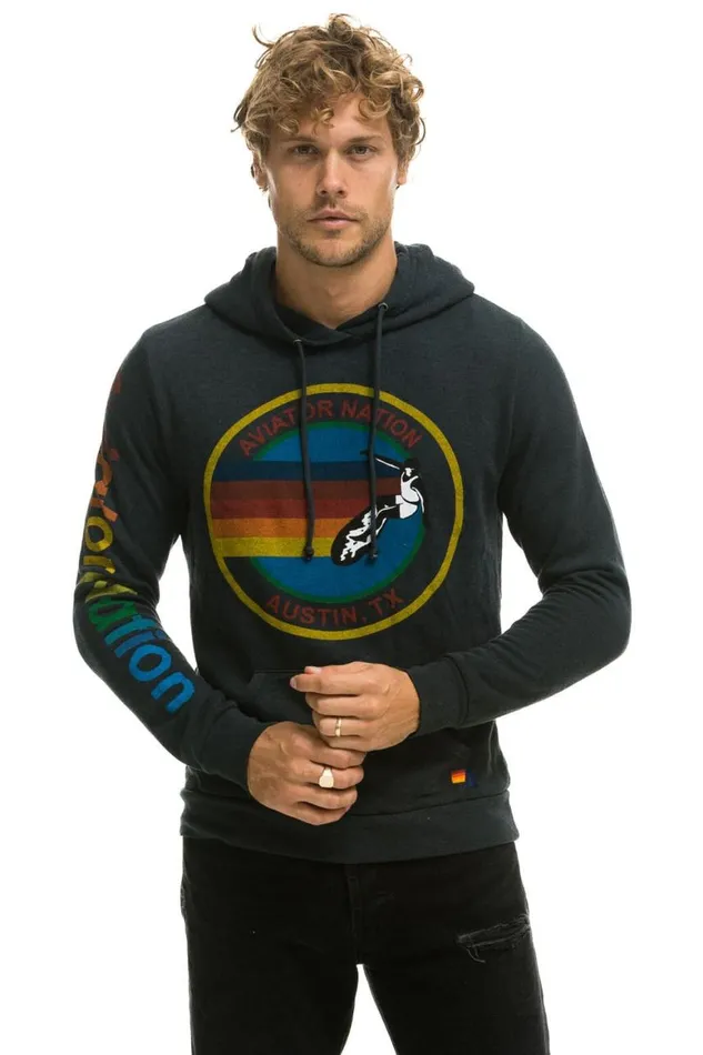 WomenMen Hoodies Aviator Nation Austin Pullover Hoodie 8211 Charcoal