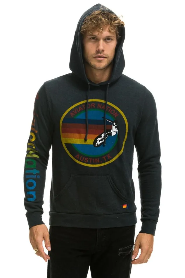 WomenMen Hoodies Aviator Nation Austin Pullover Hoodie 8211 Charcoal