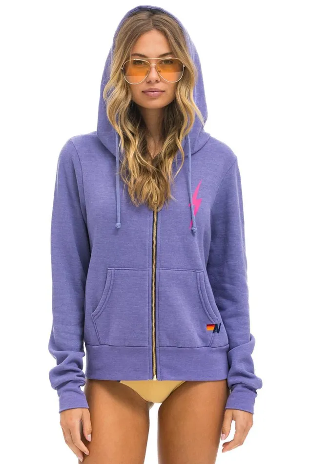 WomenMen Hoodies Aviator Nation Bolt 2 Hoodie 8211 Lavender Neon Pink