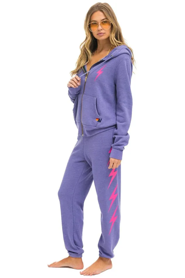 WomenMen Hoodies Aviator Nation Bolt 2 Hoodie 8211 Lavender Neon Pink