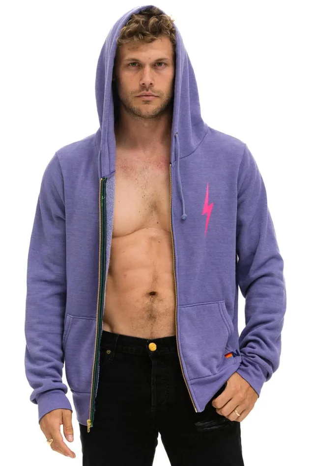 WomenMen Hoodies Aviator Nation Bolt 2 Hoodie 8211 Lavender Neon Pink