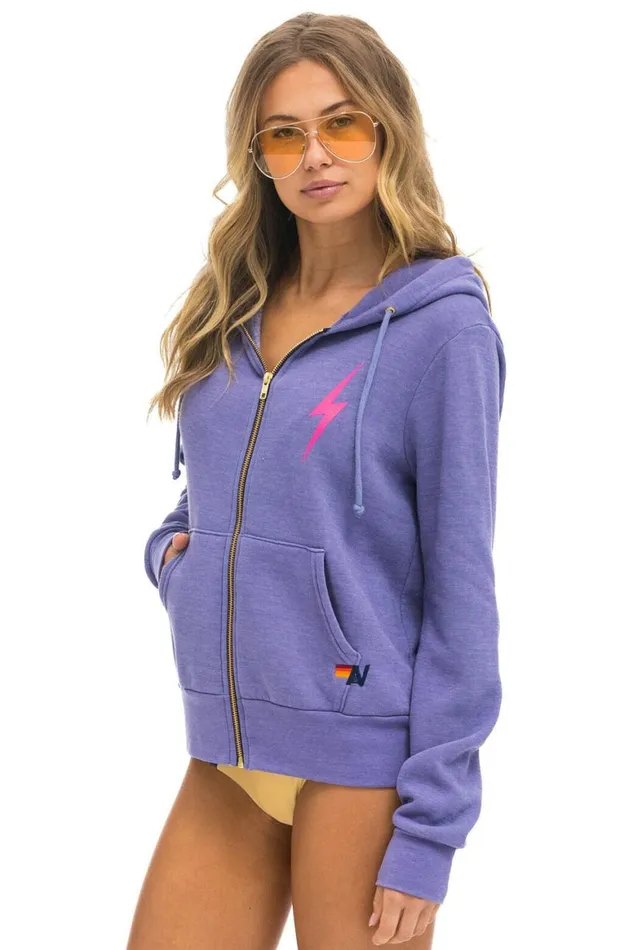 WomenMen Hoodies Aviator Nation Bolt 2 Hoodie 8211 Lavender Neon Pink