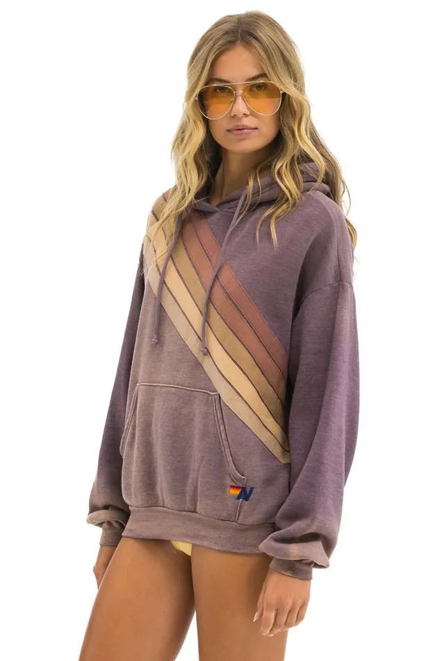 WomenMen Hoodies Aviator Nation Cross Stripe Relaxed Pullover Hoodie 8211 Faded Mocha