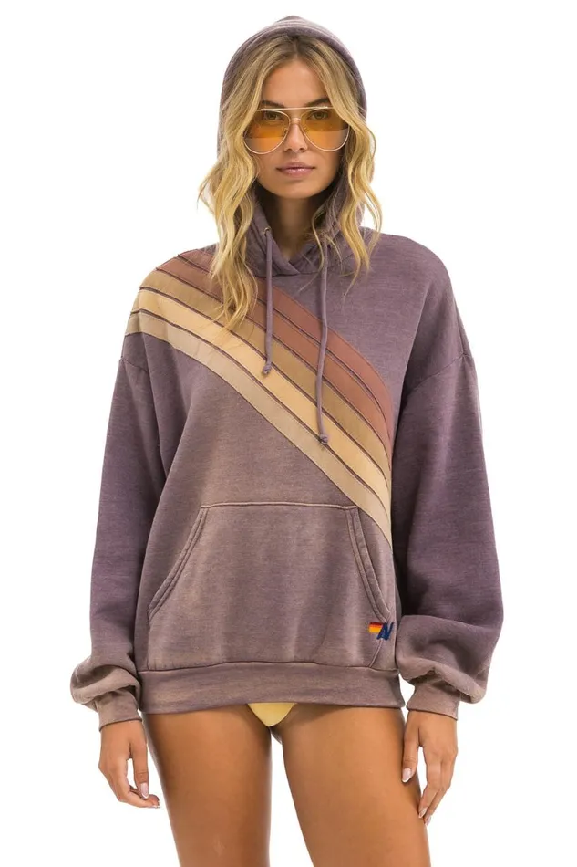 WomenMen Hoodies Aviator Nation Cross Stripe Relaxed Pullover Hoodie 8211 Faded Mocha