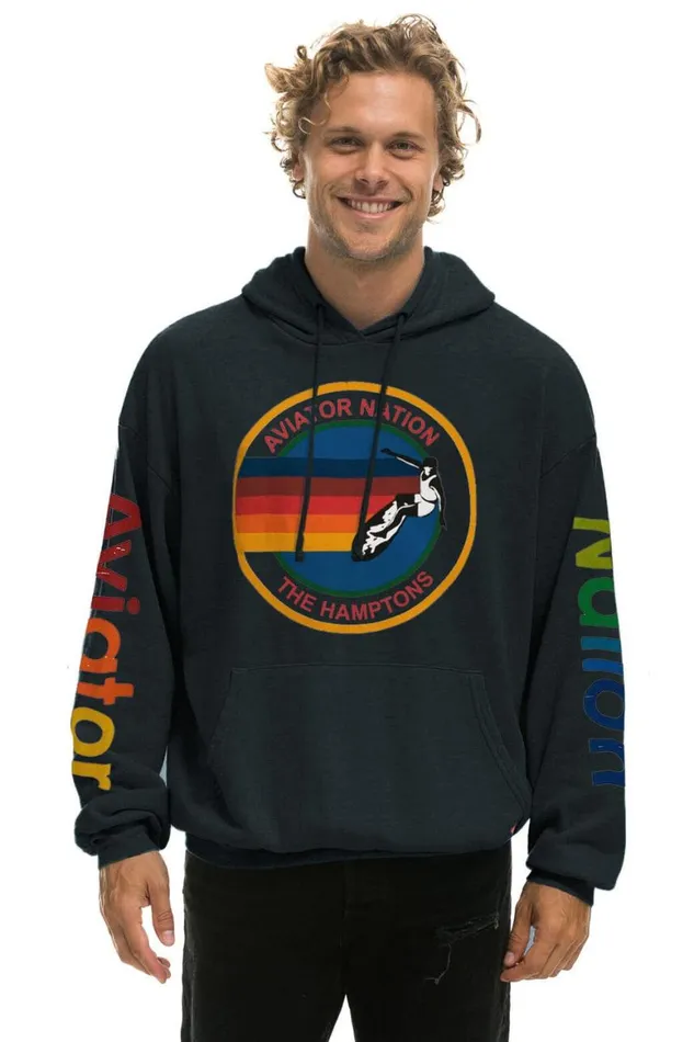 WomenMen Hoodies Aviator Nation Hamptons Relaxed Pullover Hoodie 8211 Charcoal