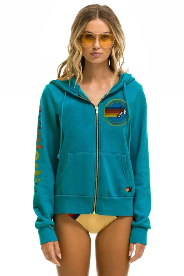 WomenMen Hoodies Aviator Nation Malibu Zip Hoodie 8211 Teal