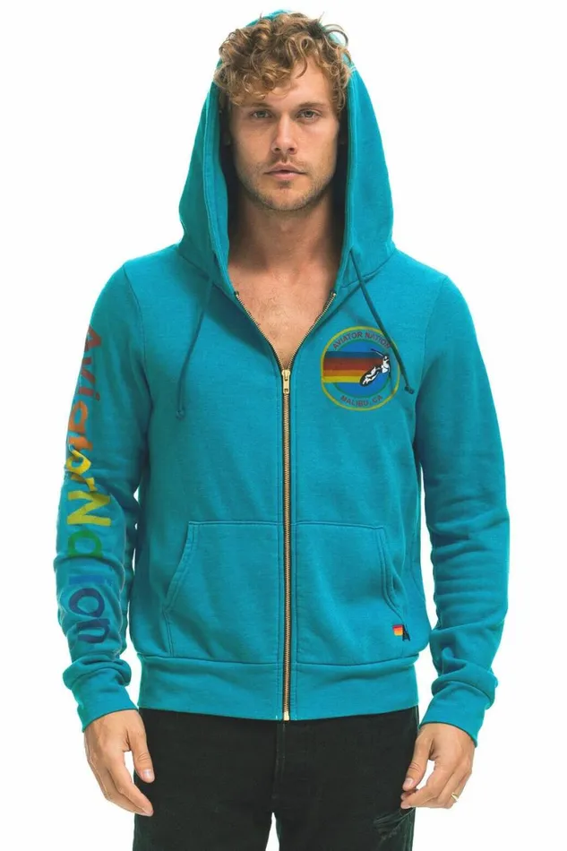 WomenMen Hoodies Aviator Nation Malibu Zip Hoodie 8211 Teal