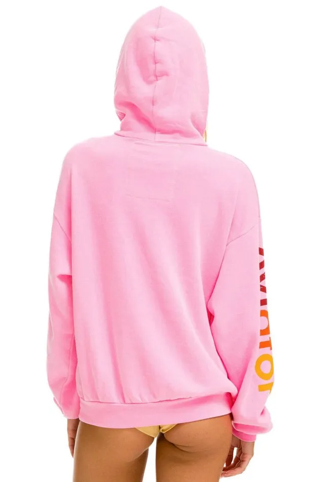 WomenMen Hoodies Aviator Nation Miami Relaxed Pullover Hoodie 8211 Neon Pink