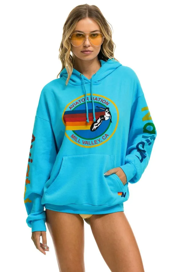 WomenMen Hoodies Aviator Nation Mill Valley Relaxed Pullover Hoodie 8211 Neon Blue WomenMen Hoodies Aviator Nation Mill Valley Relaxed Pullover Hoodie 8211 Neon Blue