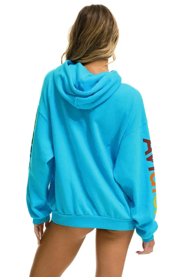 WomenMen Hoodies Aviator Nation Mill Valley Relaxed Pullover Hoodie 8211 Neon Blue
