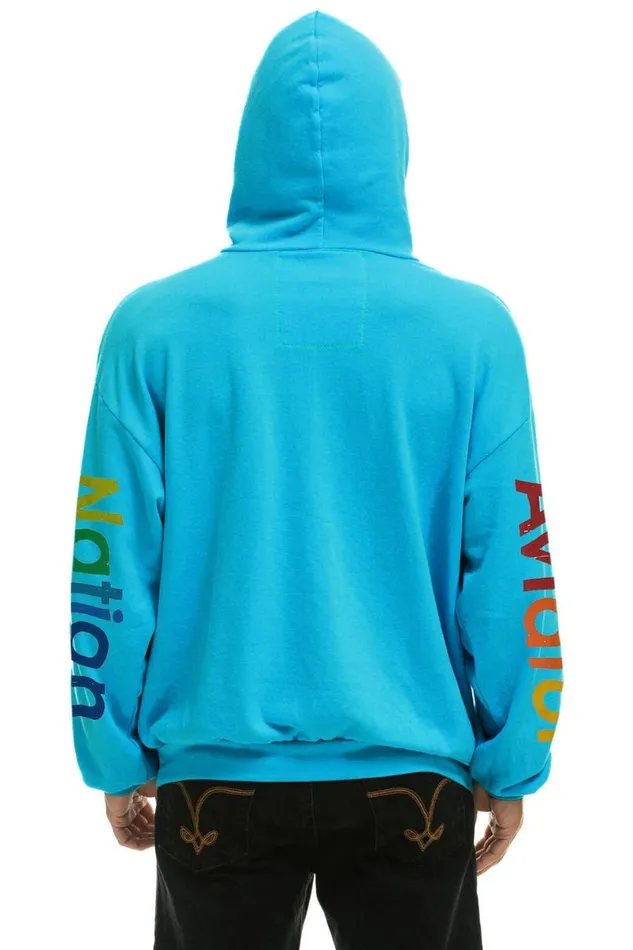 WomenMen Hoodies Aviator Nation Mill Valley Relaxed Pullover Hoodie 8211 Neon Blue