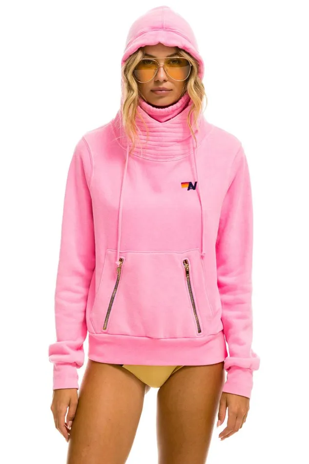 WomenMen Hoodies Aviator Nation Ninja Pullover Hoodie 8211 Neon Pink