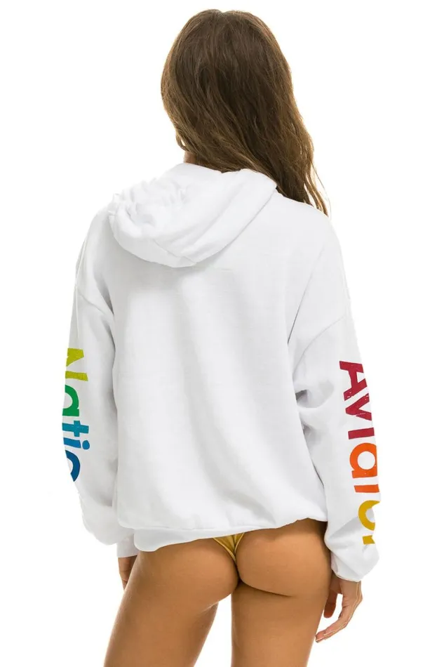 WomenMen Hoodies Aviator Nation San Francisco Relaxed Pullover Hoodie 8211 White